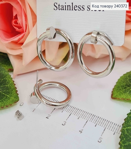 Серьги гвоздики, с гвоздем "Картье", 2см, сталь Stainless Steel 240372 фото 1