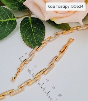 Браслет пластинки в шахматном порядке 5мм, длина 17+2см, Xuping 18K 150624 фото