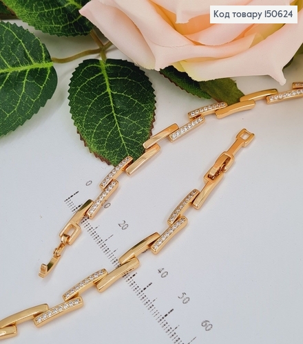 Браслет пластинки в шаховому порядку 5мм, довжина 17+2см, Xuping 18K 150624 фото 1