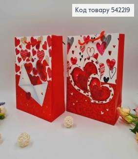 Пакет бумажный, "Письмо любимым, с сердечками", в ассорт. 24*18*8см 542219 фото