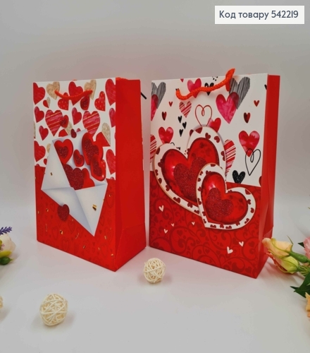 Пакет бумажный, "Письмо любимым, с сердечками", в ассорт. 24*18*8см 542219 фото 1