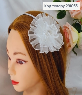 Обруч металл Белый бант 291055 фото