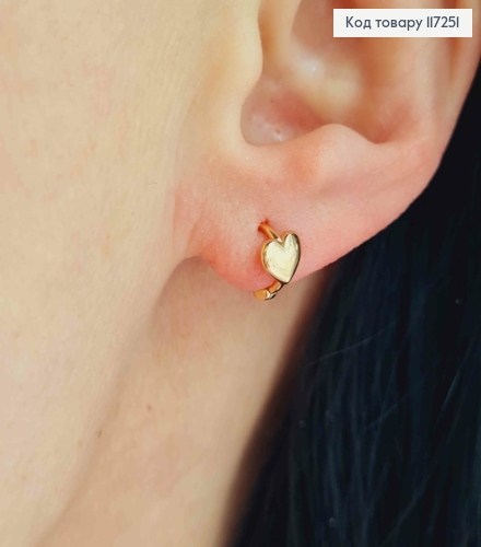 Серьги кольца Сердце 6мм, диаметр 8,5мм XUPING 18K 117251 фото 2