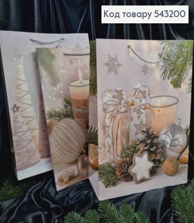 Пакет бумажный Новогодний принт с Блеском, 40*31*12см, в ассортименте 543200 фото