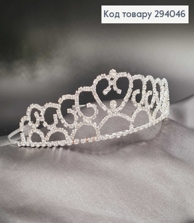 Тіара під срібло "Павутинка" з перламутровими камінцями  294046 фото