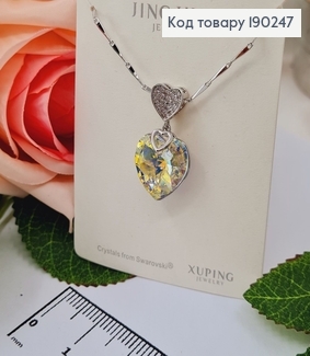 Цепочка родированая с подвеской "Сердце" Кристалом от Swarovski, 40+5см, Xuping 190247 фото