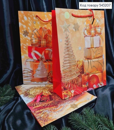 Пакет бумажный с рисунком "Новогодняя композиция", 32*26*10см, в ассортименте 543207 фото 1