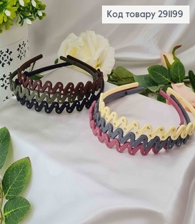 Обруч каучук, Волна с камешками, шир.1,5см, цвета в ассорт. 291199 фото