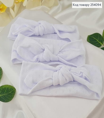 Повязка детская трикотаж (натур. ткань) солоха, трансформер, БЕЛАЯ ручная работа. Украина (16*6см) 254094 фото 1