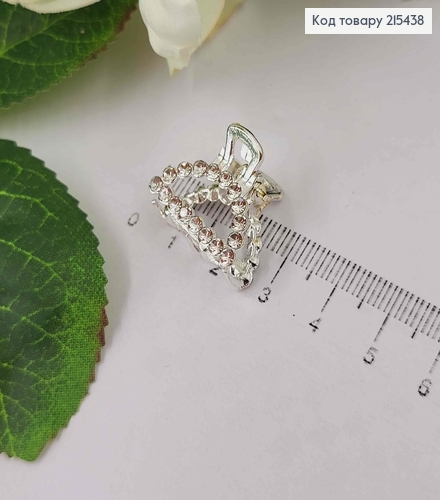 Краб металл, Дуга в камешках, серебряного цвета, 2см 215438 фото 2