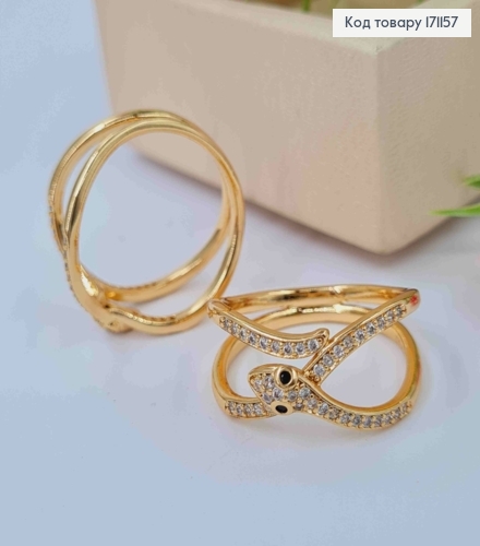 Кольцо "Змея" украшено Блестящими камнями, Xuping 18К 171157 фото 1