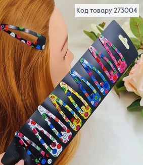 Заколка тік так дитяча Смайлик в ас. 12 шт/уп. 273004 фото