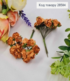 Розы (пучок 12шт) бумажные БЕЖЕВЫЕ (1,5см) на дротике 6см 285114 фото