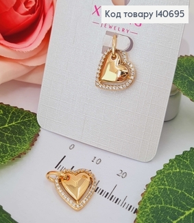 Кулон сердечко в огранці з камінців, Xuping 18K 140695 фото