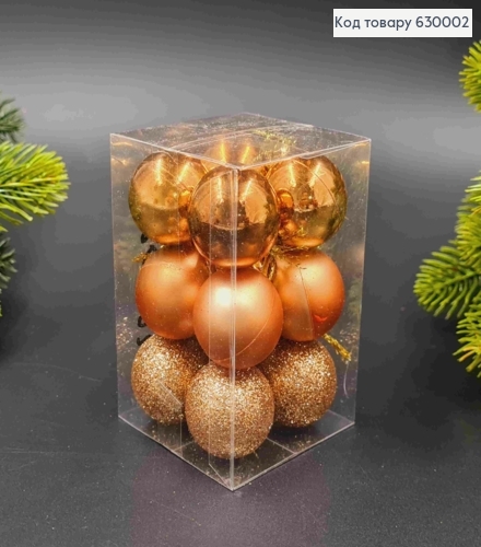 Набор игрушек 30 мм ПЕРСИК, Китай ,12 шт ,коробка, (глитер,матовые, глянцевые) 630002 фото 1