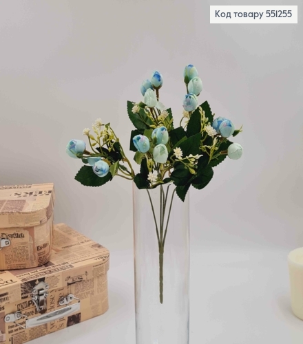 Композиция ГОЛУБА "Букет мелких пионов Камелия с декором", высотой 30см, 15 бутонов по 2см 551255 фото 1