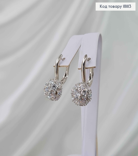 Серьги родованные, "Диско Шар" 2,5см, англ. застежка, Xuping 181113 фото 1