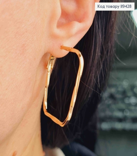 Серьги "Квадратные", винтовые, 3,4см, Xuping 18К 119428 фото 2