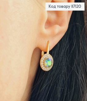 Серьги С круглым перламутровым камешком, Сваровски, 1,7см, англ. зам. Xuping 18К 117120 фото