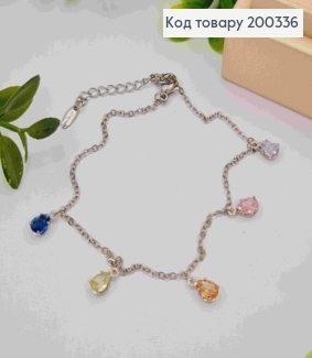 Браслет родился на ногу с подвесными разноцветными камешками, длина 23+3см, Xuping 200336 фото