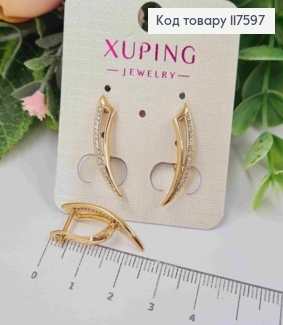 Серьги "Коготь Дракона" с Блестящими камешками, 2,4см, англ. застежка, Xuping 18К 117597 фото