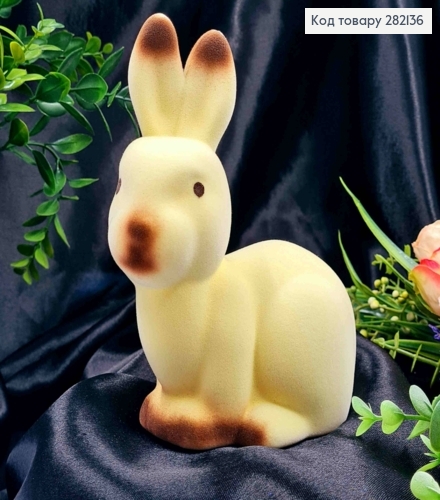 Пасхальная фигурка ЗАЯЦ, бархат, ЖЕЛТОГО цвета, 15,5*11,5см 282136 фото 1