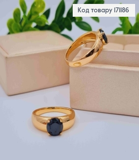 Кольцо украшенное черным камнем, Xuping 18К. 171186 фото