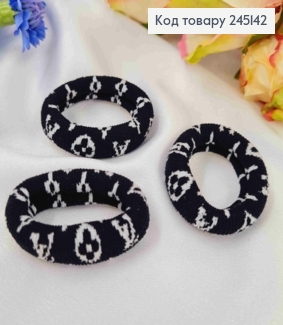 Резинка микрофибра, рисунок Луи Витон, 4см, Черного цвета 245142 фото