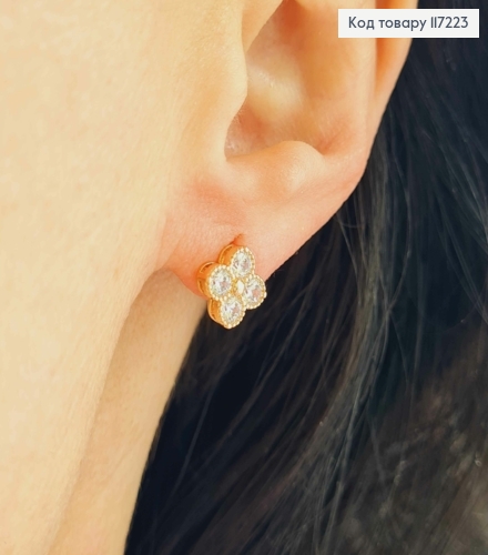 Серьги гвозди Цветочек на четыре лепестка, XUPING 18K 117223 фото 2