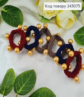 Резинка  кольороваз золотою бусинкою   20 шт/уп.. 243075 фото