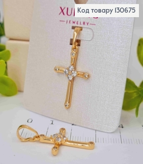 Крестик с Блестящими камешками внутри и по краям, 2,3*1,6см, Xuping 18К 130675 фото