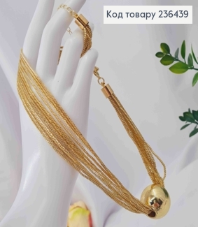 Біжутерія на шию БУСИНКА на ланцюжках, 37+6см, Лимонного кольору, Fashion Hand Made 236439 фото