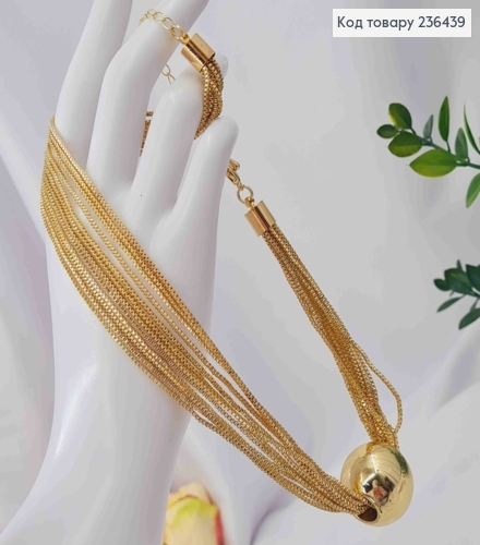 Бижутерия на шею БУСИНКА на цепочках, 37+6см, Лимонного цвета, Fashion Hand Made 236439 фото 1