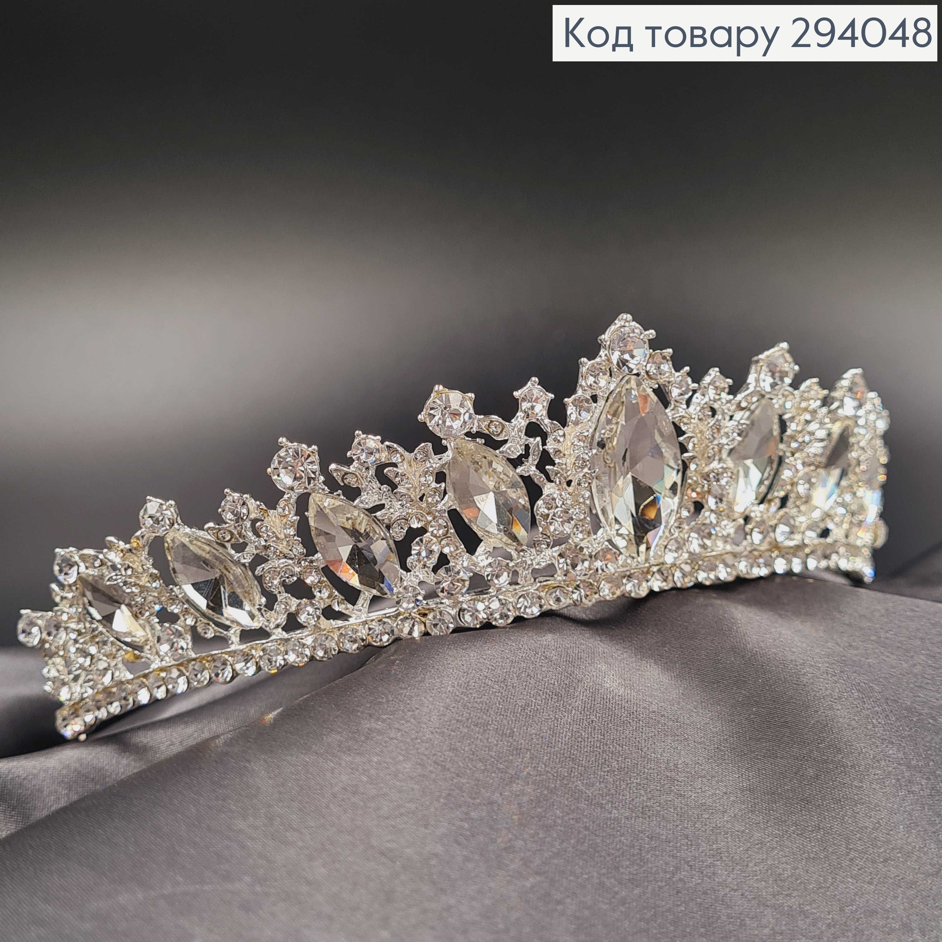 Тіара під срібло "Гілочка" з цирконієм 294048 фото 1