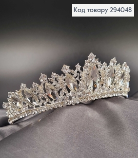 Тіара під срібло "Гілочка" з цирконієм  294048 фото