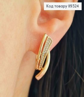 Серьги "Дыхание Ветра" с Блестящими камешками, длина 2,4см, английская застежка, XUPING 18K 119324 фото