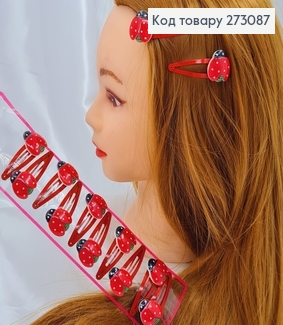 Заколка тик так детский божья Коровка  12шт / уп. 273087 фото