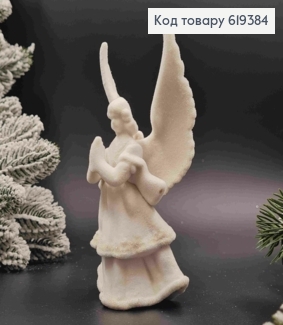 Фігурка  оксамит "АНГЕЛ", БІЛИЙ  з блиском , 15*7см, новорічна прикраса, пластик,Україна 619384 фото