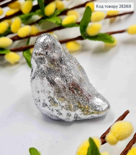 Фигурка "ВОРОБЕЙ", (пластик), СЕРЕБРЯНЫЙ с Блеском, 5*5,5см 282168 фото 1