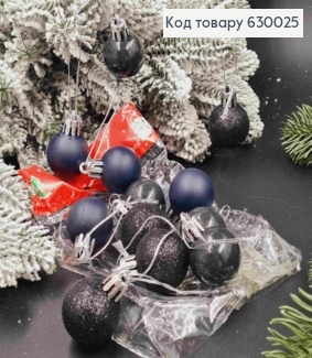 Набор игрушек (30мм) ЧЕРНЫЕ, Китай ,12 шт/уп, (глитер,матовые, глянцевые) 630025 фото