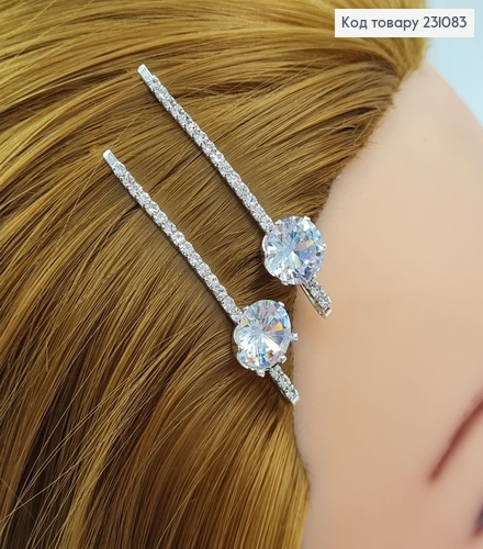 Заколка невидимка металл 6 см  серебряная  коло 2 шт / уп. 231083 фото 1