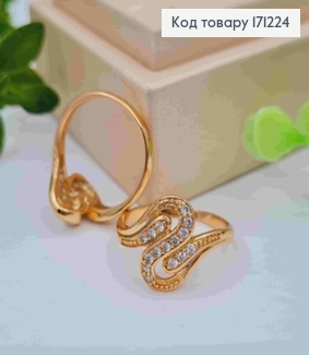 Кольцо "Ретро стиль" с блестящими камнями, Xuping 18К. 171224 фото