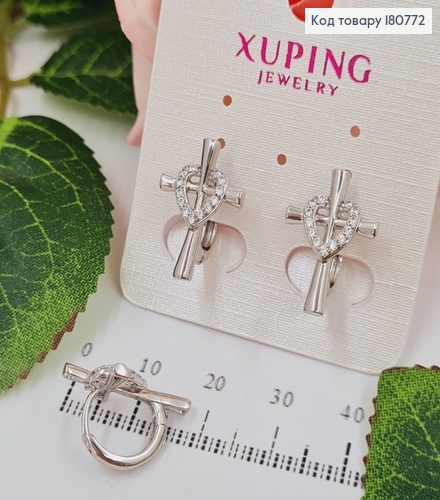 Сережки родовані Хрести з камінцями, 2*1,3см, Xuping 180772 фото 1