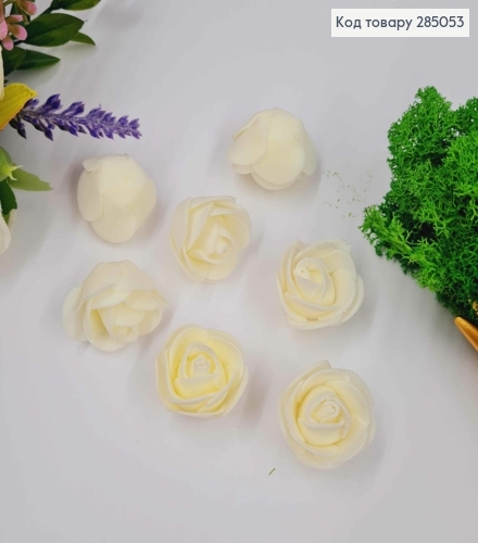 Искусственное приложение (12шт/уп) Роза БЕЛОГО цвета, 3,5*2,5см 285053 фото 1