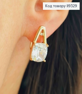 Серьги с изысканным блестящим камнем, длина 1,7см, английская застежка, XUPING 18K 119329 фото
