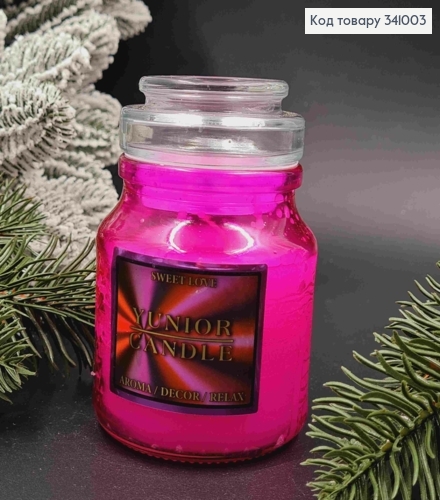 Аромасвічка в банці Sweet Love, 70*100мм, 18год/горіння, (aroma/dekor/relax), YUNIOR CANDLE 341003 фото 1