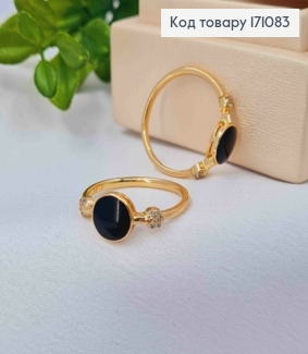 Кольцо с Черной эмалью и Блестящими камешками, Xuping 18К 171083 фото