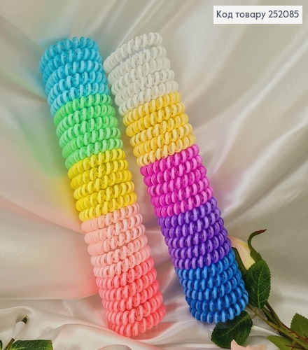 Резинка пружинка 5,5см, яскравих кольорів з напівпрозорими вставками. 252085 фото 1