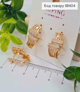 Сережки "Грація" з Блискучими камінцями, 1,8см, англійська застібка, Xuping 18К 118404 фото