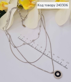 Цепочка тройная, с подвеской Римские часы, 40+5см, сталь Stainless Steel 240306 фото